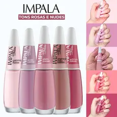 Kit Esmaltes Impala Tons Cores Rosa Nude Cremosas A Cor Da Sua Moda 7,5ml