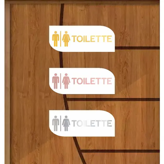 Placa Identificação de Porta, Toilette Banheiro Em ACRILICO Espelhado com MDF BRANCO