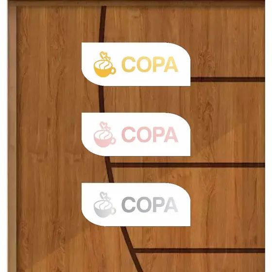 Placa Identificação de Porta, Copa Em ACRILICO Espelhado com MDF BRANCO