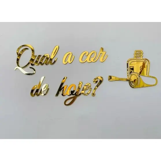 Frase Qual A Cor De Hoje? em Acrílico Salão Esmalte Manicure Decoração.