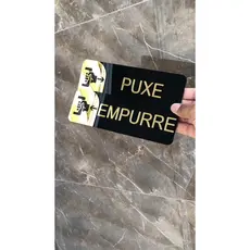kit 2 Placas indicativas de porta Puxe Empurre Deslize Abrir sinalização.