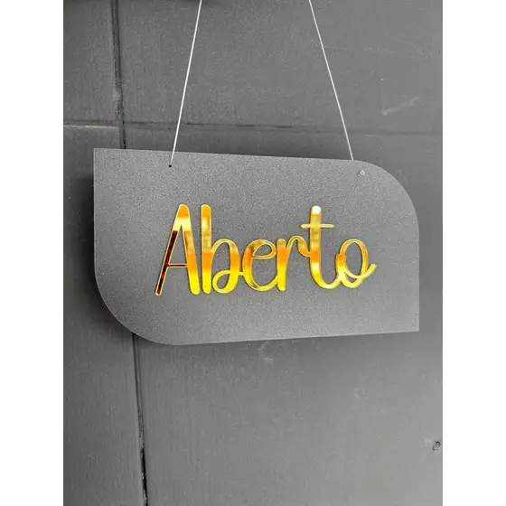 Placa Sinalização Aberto Fechado em MDF e acrílico