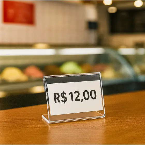 Kit Displays Porta Preço em Acrílico Cristal 5x3cm para Exposição.