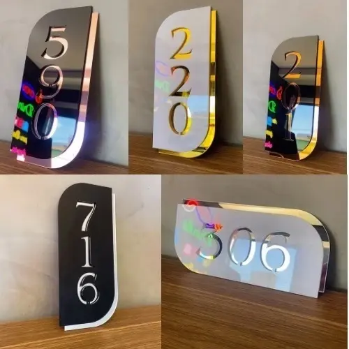Placa residencial com Número em Acrílico 20cm e 30cm para apartamento casa prédio comércio personalizada.
