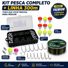 Kit de Pesca Completo Com Estojo Organizador Anzóis Chumbadas Boias Giradores Linha Pescaria