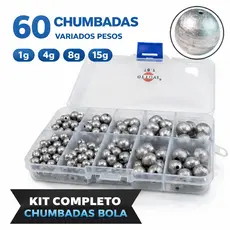 Kit Chumbadas de Pesca Bola com Estojo Organizador | 60 Peças Vários Pesos Pesqueiro Rio | Oferta