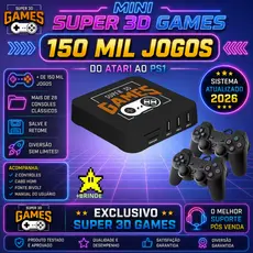 Super Console Retro Game Classico 150 mil jogos Super 3D Games com 2 Controles