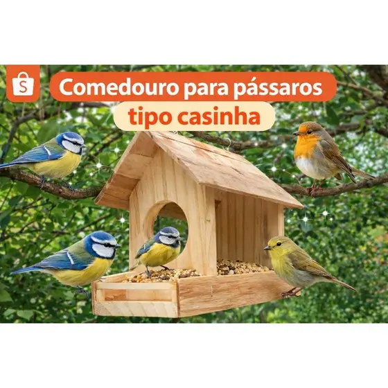 Comedouro Para Pássaros Tipo Casinha, Atraia Pássaros Para Jardim e Varandas