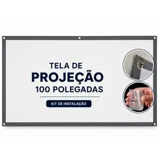 Telão Tela De Projeção Projetor Datashow Matte White Premium Full HD 4k 100 Polegadas Ilhós ou Colável