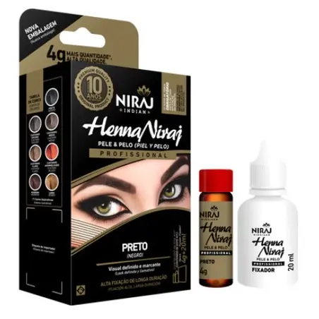 Henna Para Sobrancelhas Niraj  4g + 20ml Preto