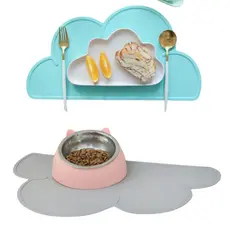 Tapete Silicone Nuvem Luxo Suporte Sousplat Pote de Ração Gato Cachorro Pet