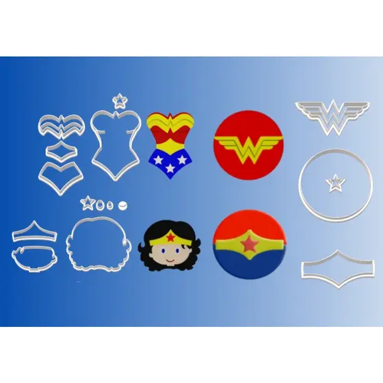 Kit Cortadores Mulher Maravilha 5 cm