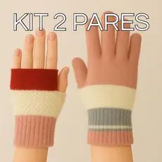 Kit 2 Pares de Luvas com dedos luvas sem dedos luvas para o frio luvas para meia estação Luvas de Poliamida