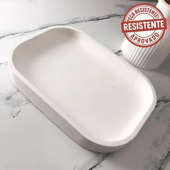 Bandeja Decorativa Retangular com Folhas de ouro 17cm Bandeja de gesso com folhas de ouro Decoração