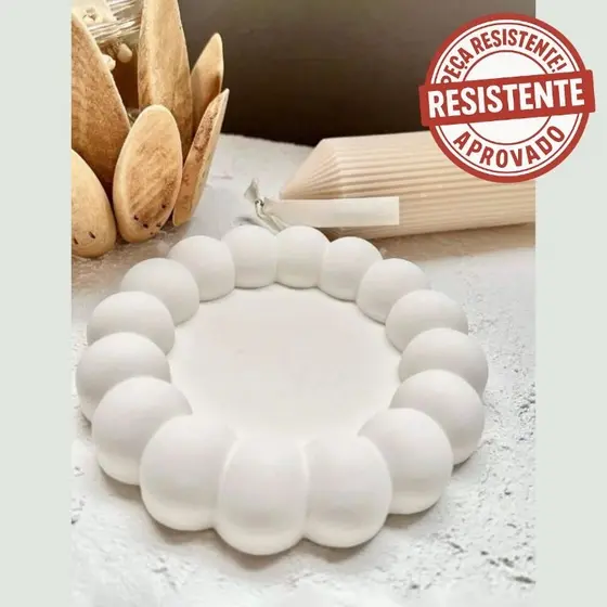 Bandeja Bubble-Redonda Decorativa com folha de ouro bandeja decorativa funcional em gesso