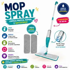 Kit Mop Spray Com Reservatório + 2 Refis Laváveis Microfibra
