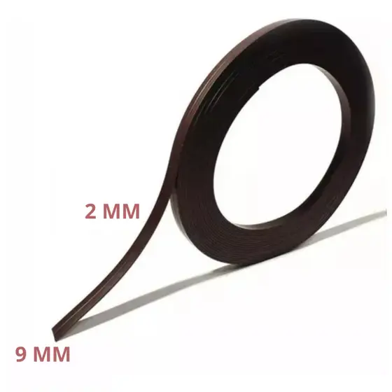 Fita Magnética Flexível 9mm x 2mm – Imã de Rolo para Artesanato, Geladeira e Brindes