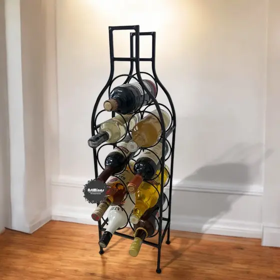 Adega de chão em formato de vinho porta vinho decoração em ferro