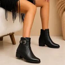 Bota Feminina Texana Salto Baixo Western Cano Curto Bico Fino