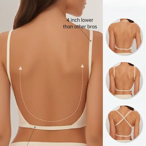 Sutiã sem costura e sem costas em forma de U, sutiã de costas bonitas, push-up para seios pequenos com almofadas para us