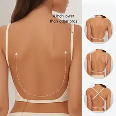 Sutiã sem costura e sem costas em forma de U, sutiã de costas bonitas, push-up para seios pequenos com almofadas para us