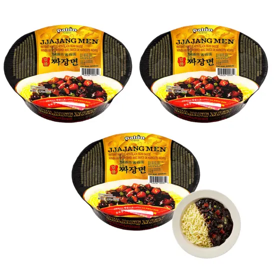 3 Lamen Coreano Paldo Jjajangmen Soja Preta Big Bowl 190g