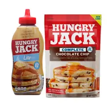 Kit Hungry Jack Massa Para Panqueca choco chip + Calda Maple Sryup lite 429ml