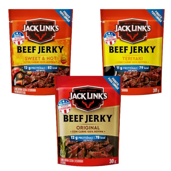 Beef Jerky Protein Snacks Carne Jack Links Kit 3 Sabores