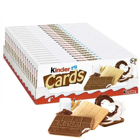 Cx 20 Kinder Cards 5x2 Bolacha Com Recheio Kinder Importado