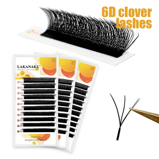 LAKANAKU 3D W Extensões De Pestanas 6D Duplas 3D