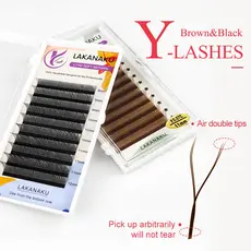 Lakanku 0.05 0.07 YY Cílios Extensões De Marrons Pré-Fabricados Ventiladores Fofos