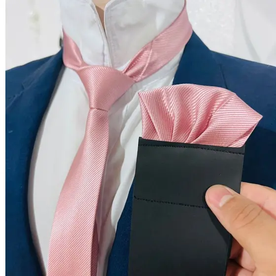 kit Gravata com lenço slim Rose casamento