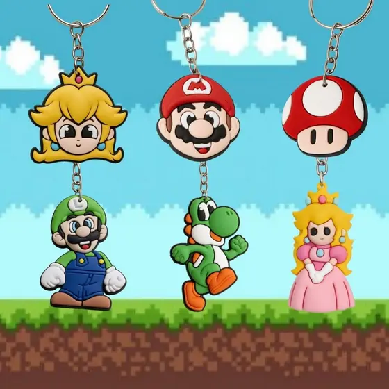 Chaveiro Mario Bross Turma Completa Kit 10/50 Lembranca Aniversario Tema
