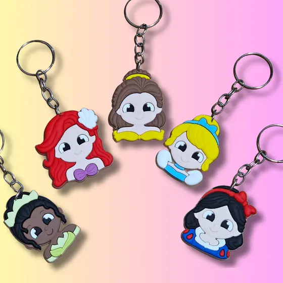 chaveiro emborrachado princesas da disney variados 10/50 unidades
