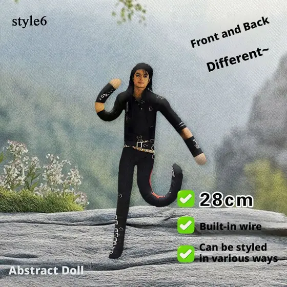 Fio Incorporado Michael Jackson Boneca Abstrata PP Algodão Poseable Figura Engraçada Presente Colecionáve