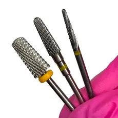 Kit 3 Brocas Tungstênio Profissional Unha Gel Porcelana Nail conica Nivelamento Acabamento Remoção