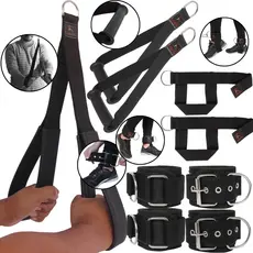 Kit Academia Puxador Cross Over Lateral/ Puxador Corda Tríceps e Três Pares Tornozeleira Caneleira