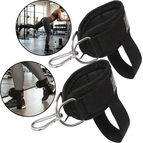 Par de Puxador Tornozeleira De Academia Com Alça Na Sola Treino No Cross Musculação Profissional