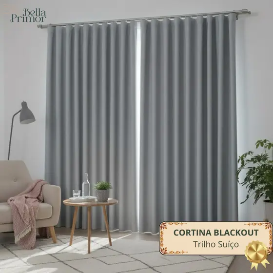 Cortina Blackout Premium 3 Metros Modelo para Trilho Suiço - Corta Luz