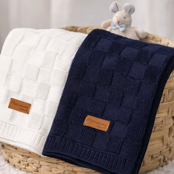 Kit 2 Manta Bebê Menina e Menino Tricot Maternidade Tricô Luxo Promoção Alta Qualidade