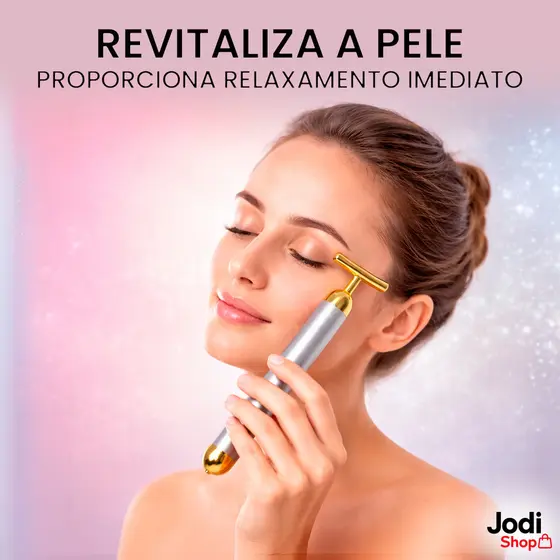 Massageador Facial Gold Portátil para Rosto e Pescoço com Efeito Lifting Natural