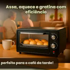 Forno Elétrico Bak 10 Litros 110v ou 220v 1000w Bancada Master Cozinheiro  Compacto  Na cozinha Com Timer Desligamento