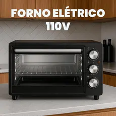 Forno Elétrico Bak 21 Litros 110v ou 220v Bancada Master Cozinheiro  Compacto  Timer Desligamento