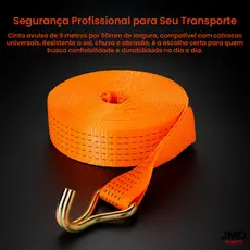 Cinta Fita Carga 5 Toneladas 50mm 9 Metros Caminhão Carreta Prender Amarração Carga Resistente
