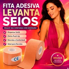 Fita Adesiva Levanta Seios Push Up Invisível 5 Metros x 5cm para Decotes e Costas Livres