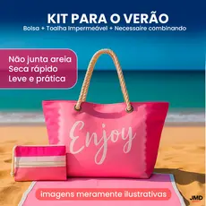 Bolsa Praia Estampada + Necessaire  Kit Completo Para Piscina e Viagem