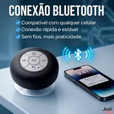 Caixa de Som Portátil Bluetooth com Ventosa Ideal para Banheiro 3W