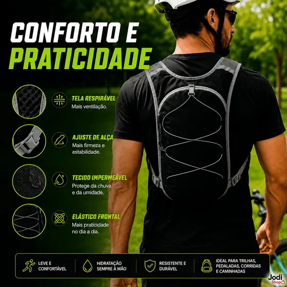 Mochila de Hidratação Impermeável para Ciclismo Corrida e Trilha