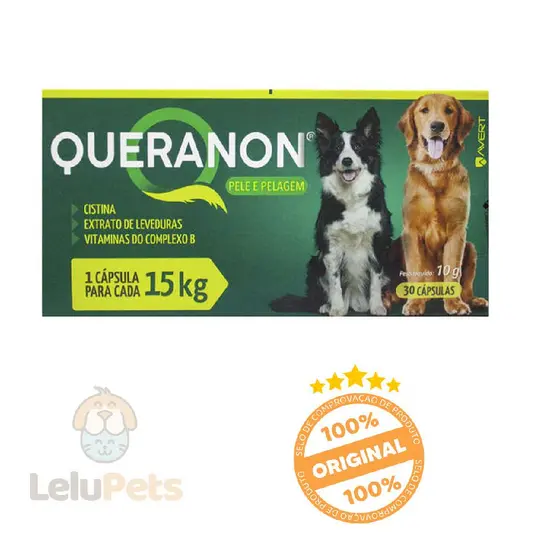 Queranon 15Kg Avert 30 Cápsulas Suplemento P/ Pele e Pelagem