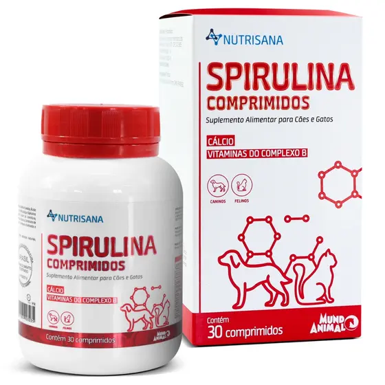 Spirulina Nutrisana Suplemento Alimentar Para Cães e Gatos 30 Comprimidos